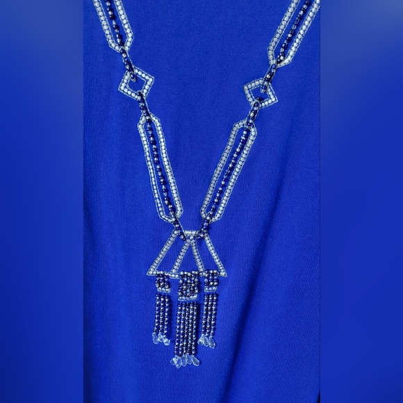Bob Mackie royal blue long sleeve beaded sweater size medium - Picture 4 of 8